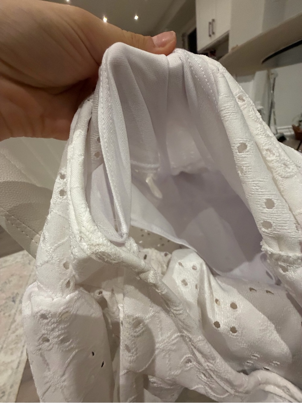 White Eyelet Tiered Mini Dress with Flutter Sleeves - Picture 4 of 4